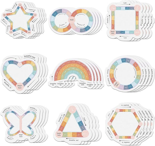 36 Pcs Anxiety Sensory Stickers Mental Health Stickers Fidget Textured Strips Toys Adhesive Tactile Calm Relief Items for Adults Desk School Counselor Classroom(Breath Style)