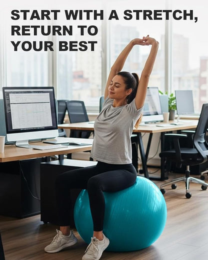 Trideer Exercise Ball for Yoga, Pilates & Fitness – Stability Ball Equipment for Home Gym & Office Chair, Core & Balance Training Accessories, Physical Therapy Equipment, Quick Pump Included, 5 Sizes