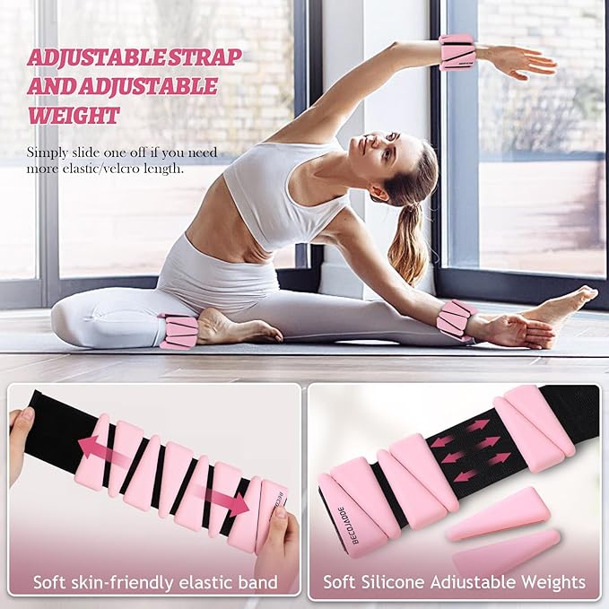 Ankle Weights Set of 2 (1 lb/2 lb/3 lb Each) Adjustable Wrist Weights for Women Men Wearable Arm Leg Weight for Pilates, Running, Walking, Workout, Yoga