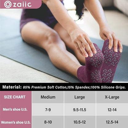 Ozaiic Non Slip Socks Grip for Yoga Home Workout Pure Barre, Pilates, Hospital, Ideal Cushion Socks for Men and Women
