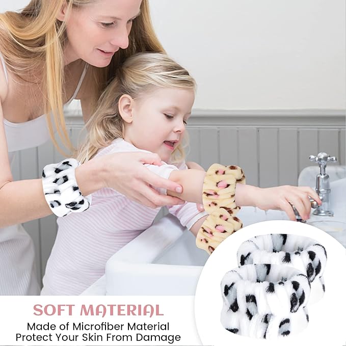 Wrist Towels for Face Washing, Women's Microfiber Spa Wash Face Wrist Towel Band, Absorbent Wrist Sweatband for Girls, Prevent Water from Spilling Down Your Arms 8Pcs