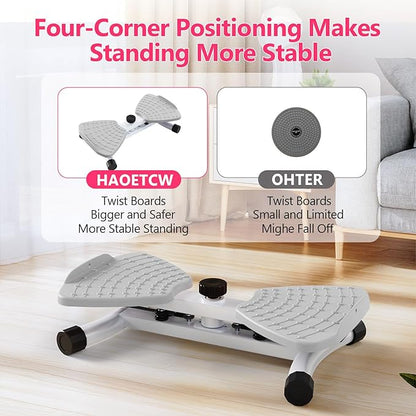 Waist Twisting Machine & Ab Twister Machine - 300 lbs Noiseless Waist Twister Board for Core Exercise, Home Gym Fitness Equipment with Resistance Bands (Women/Men)