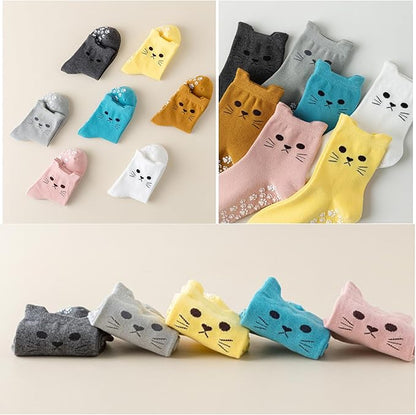 Cute Cat Pilates Sock with Grips Non-slip Yoga Sock Grip Socks for Women,Gifts for Women