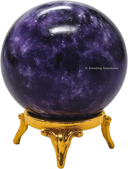 Amazing Gemstone Lepidolite Crystal Ball with Stand - 2" Inches Crystal Sphere Meditation Balls for Witchcraft and Decorative Balls