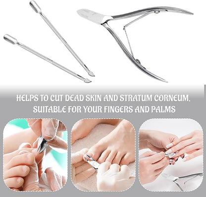 40 Pcs Cuticle Trimmer with Pusher,Stainless Steel Cuticle Nippers, Nail Edge Cutter Clippers Dead Skin Trimmer Pointed Pedicure Manicure Nipper Remover Care Tools Bulk for Fingernails Toenails