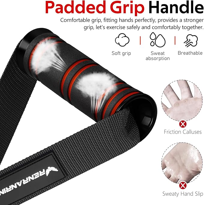 RENRANRING Gym Exercise Handles, Replacement Handle Attachments for Cable Machine Pulleys, Resistance Band and Strength Trainer, Pull Down Workout Accessories, Home Gym Add On Equipment
