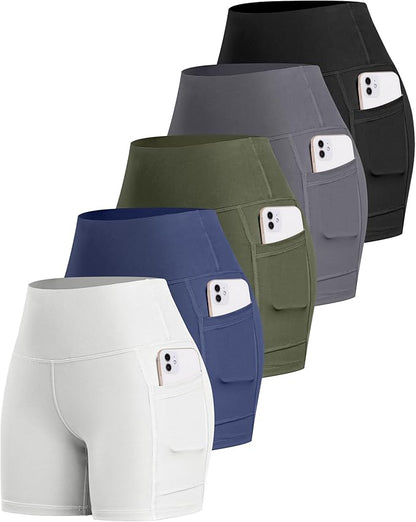 LZYVOO Biker Spandex Shorts Women, High Waisted Tummy Control Workout Yoga Shorts with Pockets