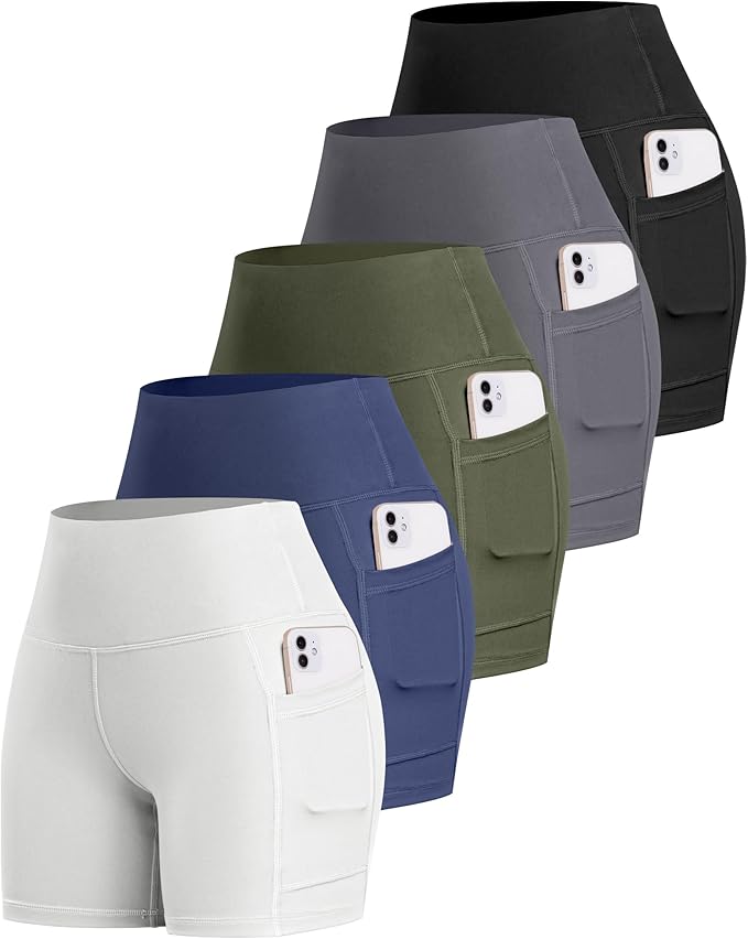 LZYVOO Biker Spandex Shorts Women, High Waisted Tummy Control Workout Yoga Shorts with Pockets