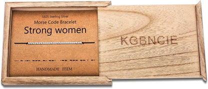 KGBNCIE Morse Code Bracelet for Women Sterling Silver Beads on Silk Cord Secret Message Fuck Friendship Inspirational Encouragement Bracelet Gift for Her