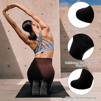 3 Pairs Non Slip Yoga Socks for Women Anti-skid Long Socks for Yoga, Barre, Ballet, Dance, Barefoot Workout Gym