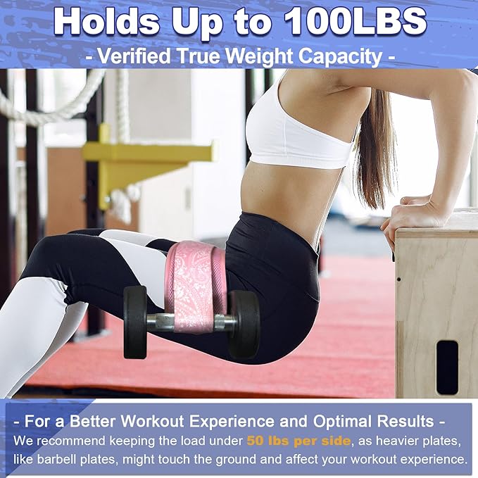 Hip Thrust Belt - Adjustable Fitness Belt for Dumbbells, Kettlebells, Weight Plates - Support Up to 100 lbs - Upgrade Slip-Resistant Pad for Safe and Comfortable Glute Workouts at Home or Gym