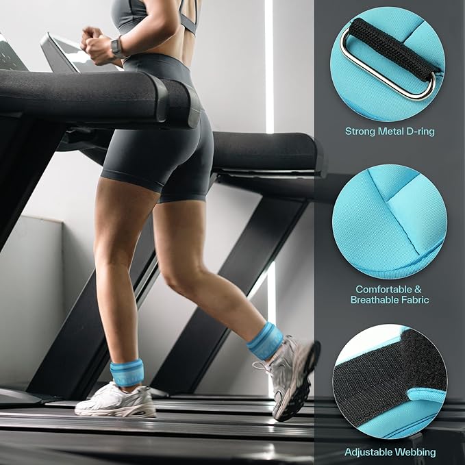 Sportneer Adjustable Ankle Weights for Women and Men：1 Pair 1 2 3 4 6 7 8 10 lbs Upgraded Easily Adjustable Leg Weight, Weighted Wrist Weight Strap for Gym, Fitness, Workout, Walking, Dancing (Black, 2 lbs x 2)