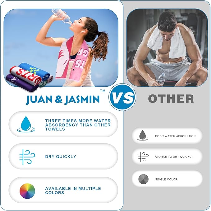 JUAN & JASMIN Microfiber Gym Towels Soft for Exercise Fitness, Sports, Workout, ODR Men & Women Quick-Drying Towels (Pink)