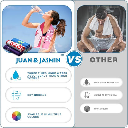 JUAN & JASMIN Microfiber Gym Towels Soft for Exercise Fitness, Sports, Workout, ODR Men & Women Quick-Drying Towels (Pink)
