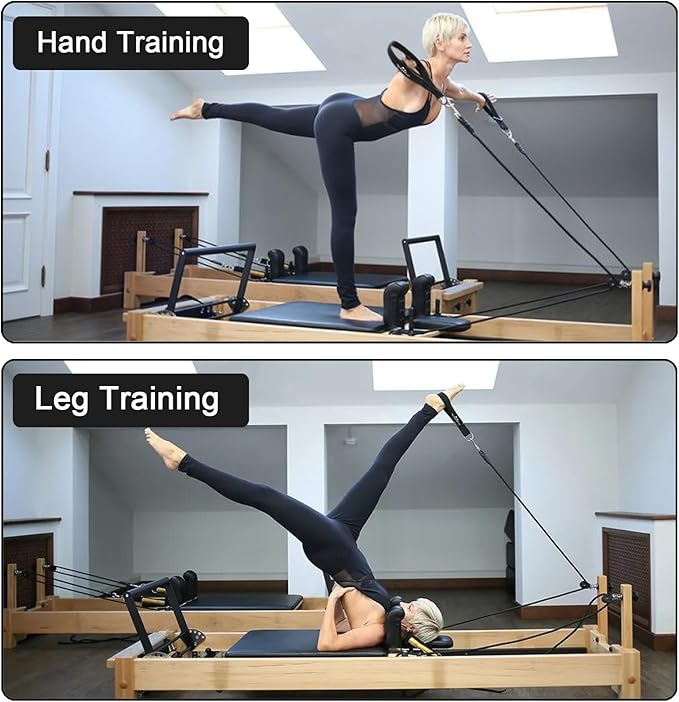 Pilates Double Loop Straps for Pilates Reformer, Fitness Metal D Ring Straps Handle, Pilate Accessories Yoga Wristbands Exercise Straps for Gym Home Workout 2PCS