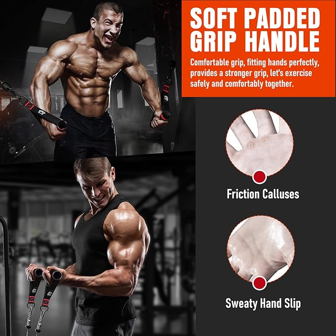 Heavy Duty Exercise Handles, Gym Cable Handles for Cable Machine Attachments, D Handle Cable Attachments, Handles for Resistance Bands, Workout Accessories, Fitness Equipment for Home Gym