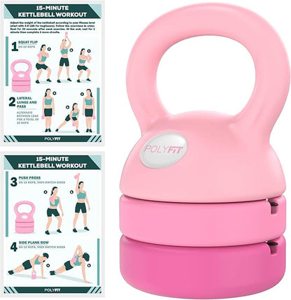 Polyfit Adjustable Kettlebell | 5 lb - 12 lb | Kettlebells Weights Set for Home Gym | Kettle Bell Sets for Women at Home
