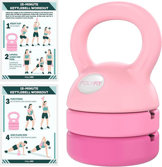 Polyfit Adjustable Kettlebell | 5 lb - 12 lb | Kettlebells Weights Set for Home Gym | Kettle Bell Sets for Women at Home