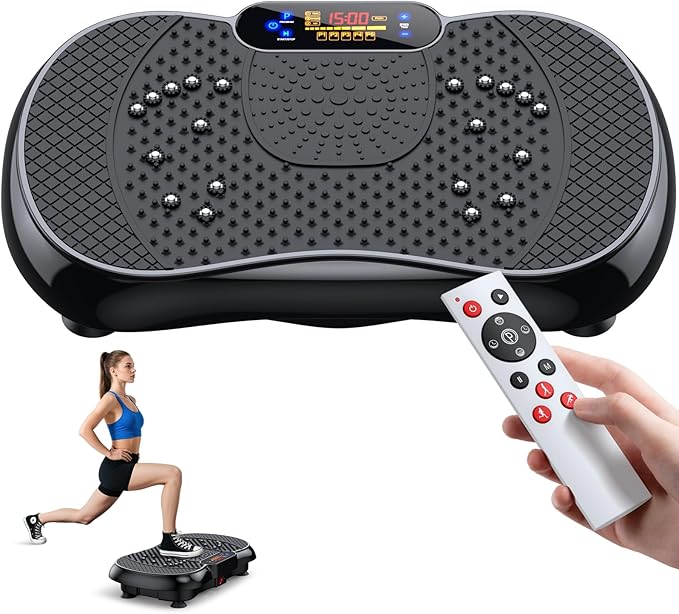 Vibration Plate Exercise Machine 2025 Upgraded Fitness Vibrating Lymphatic Drainage for Weight Loss 330Lbs, 999 Adjustable Speeds, Full-Body Shaker Workout Platform for Women Men, Sport Home Gym