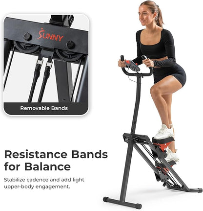 Sunny Health & Fitness Stair Stepper w/Handlebar, Extended Step Range Climber Machine for Legs, Core and Glute Workouts, Connection with Free SunnyFit App