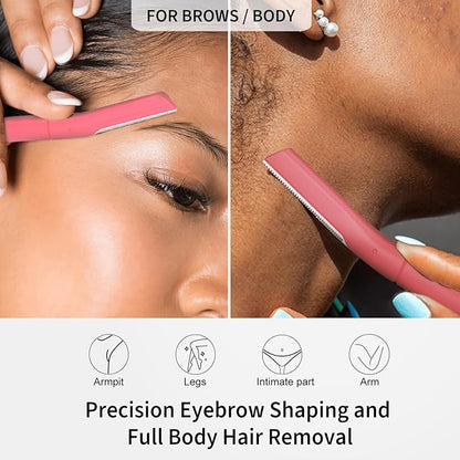 Face Razors for Women, Dermaplane Razor for Women Face, Eyebrow Razor, Dermaplaning Tool, Gentle Exfoliation Microblades for Sensitive Skin, Peach Fuzz Remover, 10 Count (Blush)