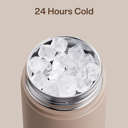 Insulated Water Bottle with Straw - Encool Stainless Steel Water Bottle, Leak-Proof, BPA-Free, Double Wall Vacuum Keeps Cold for 24 Hours for Sports, Travel, School (26 oz, Raw Umber)
