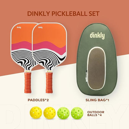 Pickleball Paddles Set of 2/4- USAPA Approved Graphite/Fiberglass Pickleball Racket, 2 Pickleball Rackets, 4 Balls and 1 Portable Carry Bag, Aesthetic Pickle Ball Set for Men Women Beginners