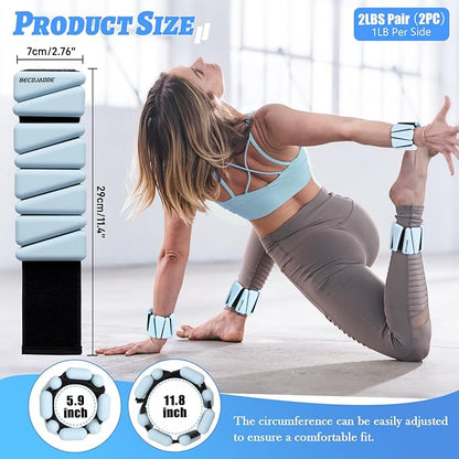 Ankle Weights Set of 2 (1 lb/2 lb/3 lb Each) Adjustable Wrist Weights for Women Men Wearable Arm Leg Weight for Pilates, Running, Walking, Workout, Yoga