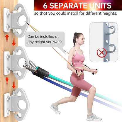 Resistance Band Wall Anchors, Wall Mounted Modular Hooking Platform, Workout Wall Mount Anchor, Training Anchor Mounted Hook Exercise Station for Home Gym Workouts,Yoga,Fitness,Strength Training