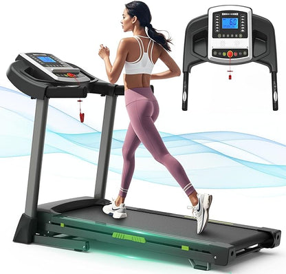 Folding Treadmills for Home/Office-3.5 HP 330lbs Weight Capacity Portable Electric Foldable Treadmill Walking Exercise Walk Machine Heavy Duty Treadmill Fitness Workout Jogging Green