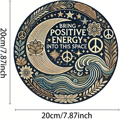 1pc Positive Energy Iron Wall Art, 7.8 Inch Aluminum Foil Carved Decorative Sign for Home, Restaurant, Bar, Cafe, Courtyard, Garage - Mindful Decor
