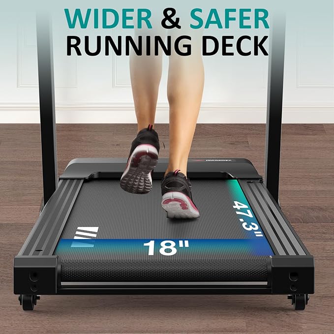 Impremey Foldable Treadmill with Incline 15 Levels for Home Exercise, Smart Heart Rate Control Walking or Running with Pulse Monitor Armband, Big Led Screen, 10 Mph, 350 lbs Capacity