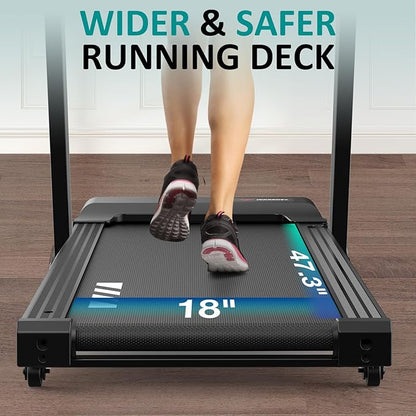 Impremey Foldable Treadmill with Incline 15 Levels for Home Exercise, Smart Heart Rate Control Walking or Running with Pulse Monitor Armband, Big Led Screen, 10 Mph, 350 lbs Capacity