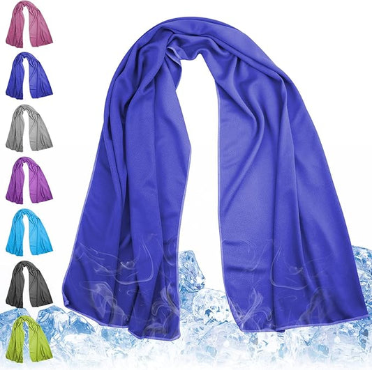 Cooling Towel for Neck and Face - 43.3" x 15.7" - Quick-Dry Microfiber - Ideal for Hot Weather, Gym, Fitness, Camping, Yoga Sport, Golf - Navy Blue