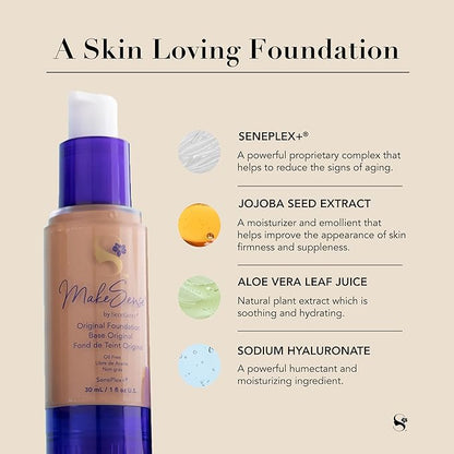SeneGence MakeSense Original Foundation, Golden Tan, 1 Fl Oz, Long-Lasting Oil-Free Formula with Skin-Nourishing Ingredients, Water-Resistant