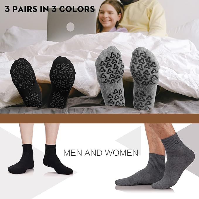 Ozaiic Non Slip Socks Grip for Yoga Home Workout Pure Barre, Pilates, Hospital, Ideal Cushion Socks for Men and Women