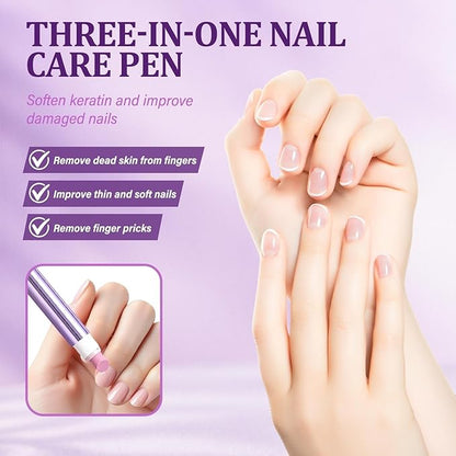3 Pcs 3-in-1 Nail Care Pen, 2025 New 3-in-1 Cuticle Oil Pen, Upgrade 3 in 1 Nail Care Pen, for Hangnails, Dry & Damaged Nails, Moisturize Strengthen Brighten Nails Care