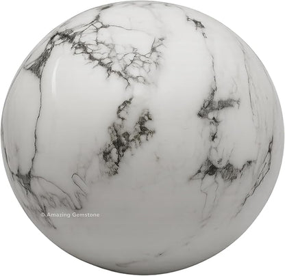 Amazing Gemstone Howlite Crystal Ball with Stand - 2 Inches Crystal Sphere Meditation Balls for Witchcraft and Decorative Balls