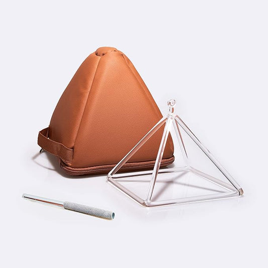 TOPFUND 12" Quartz Crystal Singing Pyramid Sound Therapy Instrument with Carrying Case and Quartz Suede Mallet