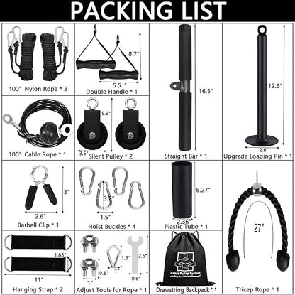 Weight Cable Pulley System Gym Upgraded Fitness LAT and Lift Pulley Attachments Tricep Workout Pulley System with Adjustable Length Cable for Home Gym LAT Pull Down Biceps Curl Tricep Arm Workouts