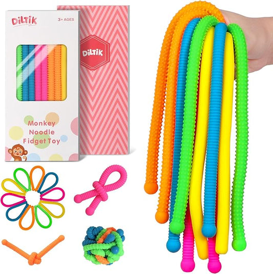 10 Pack Sensory Toys for Kids – Upgraded Extra-Thick Stretchy Sensory Strings for Autism, ADHD, Anxiety – Durable Toys in Gift Box for Boys & Girls, Travel & Classroom Use – Granular