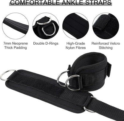 2PCS Ankle Wrist Fitness Resistance Bands Wrist Ankle Straps Comfortable Adjustable Cuffs Padded Straps Work Out Cuff Attachment for Machines Gym Booty Workouts Leg Extension Hip Abductors