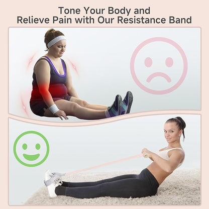 Fabric Resistance Band with Handles, 120lb Full-Body Excercise Band, Non-Slip Elastic Bands for Strength Muscle Training, Stretch Band Workout Equipment for Leg Arm Chest Core Wrist Ankle