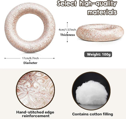 Singing Bowl Cushion for Tibetan Singing Bowls, Handmade Silk Brocade Round Cushion Pillow for Sound Healing and Crystal Sound Bowls Accessories(Pink,6.7 Inch)