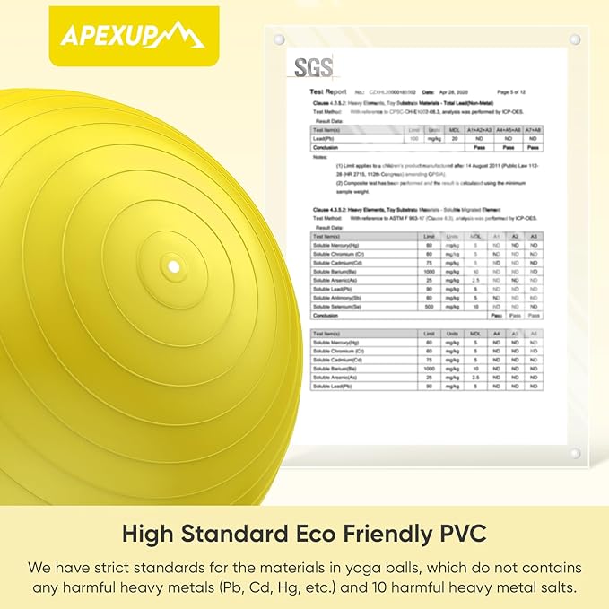 APEXUP Yoga Ball Exercise Ball Anti Slip Heavy Duty for Fitness, Balance & Core Workout