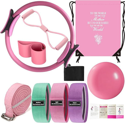 Pilates Essentials Kit for Women - Better Yoga Pilates Kit for Home Workouts with Pilates Ring and Ball Set, Booty Bands, Figure 8 Resistance Band, Yoga Bands for Stretching