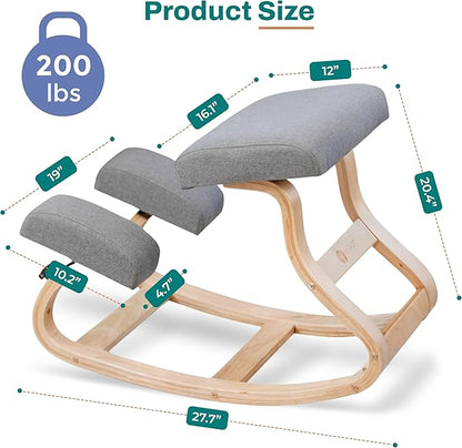 Ergonomic Kneeling Chair with 2 Knee Pads - Adjustable Height Rocking Knee Chair for Posture and Back Support for Home and Office - Angled Kneeling Stool, Moonstone Grey