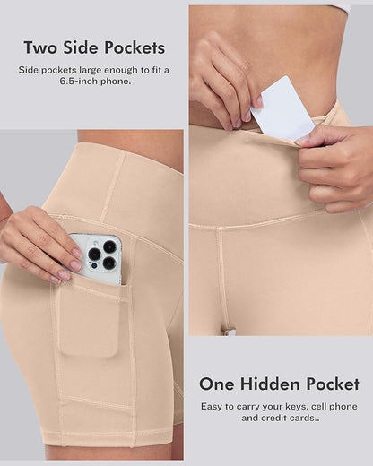 LZYVOO Biker Spandex Shorts Women, High Waisted Tummy Control Workout Yoga Shorts with Pockets