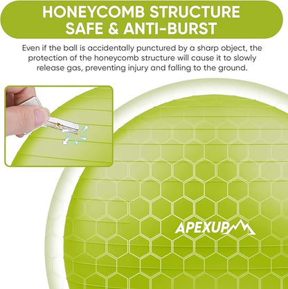 APEXUP Yoga Ball Exercise Ball Anti Slip Heavy Duty for Fitness, Balance & Core Workout