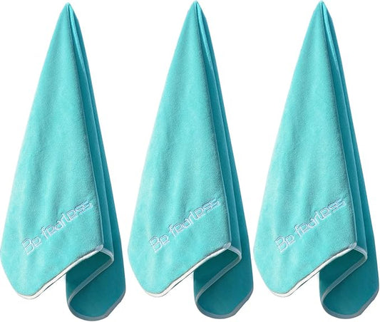 Microfiber Gym Towels Bigger Size Super Soft for Exercise Fitness, Sports, Workout, 380-GSM 15-Inch x 31-Inch Quick-Drying Towels (3 Pack, Green)